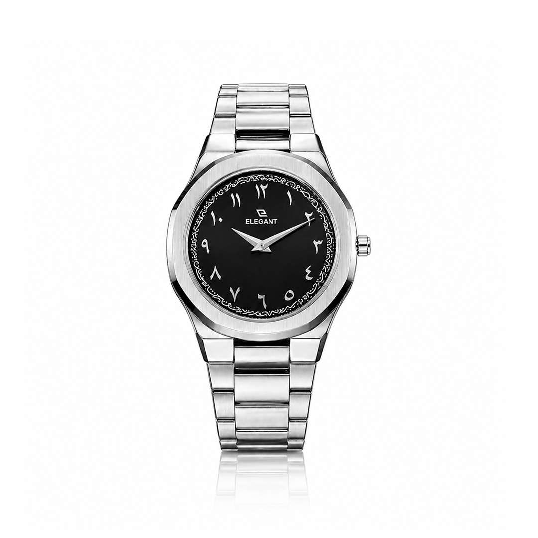 Elegant Royal Arabic Men's Watch - Black Dial
