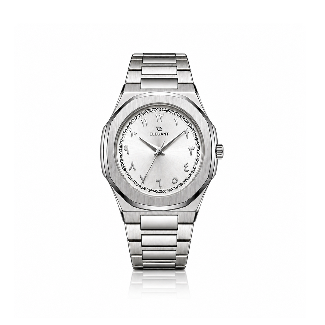 Elegant Royal Arabic Men's Watch - Pure White Dial