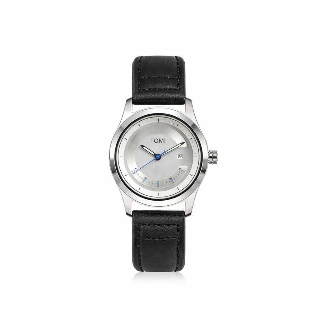 TOMI Silver Tech Edition – Minimalist Metallic Dial Watch