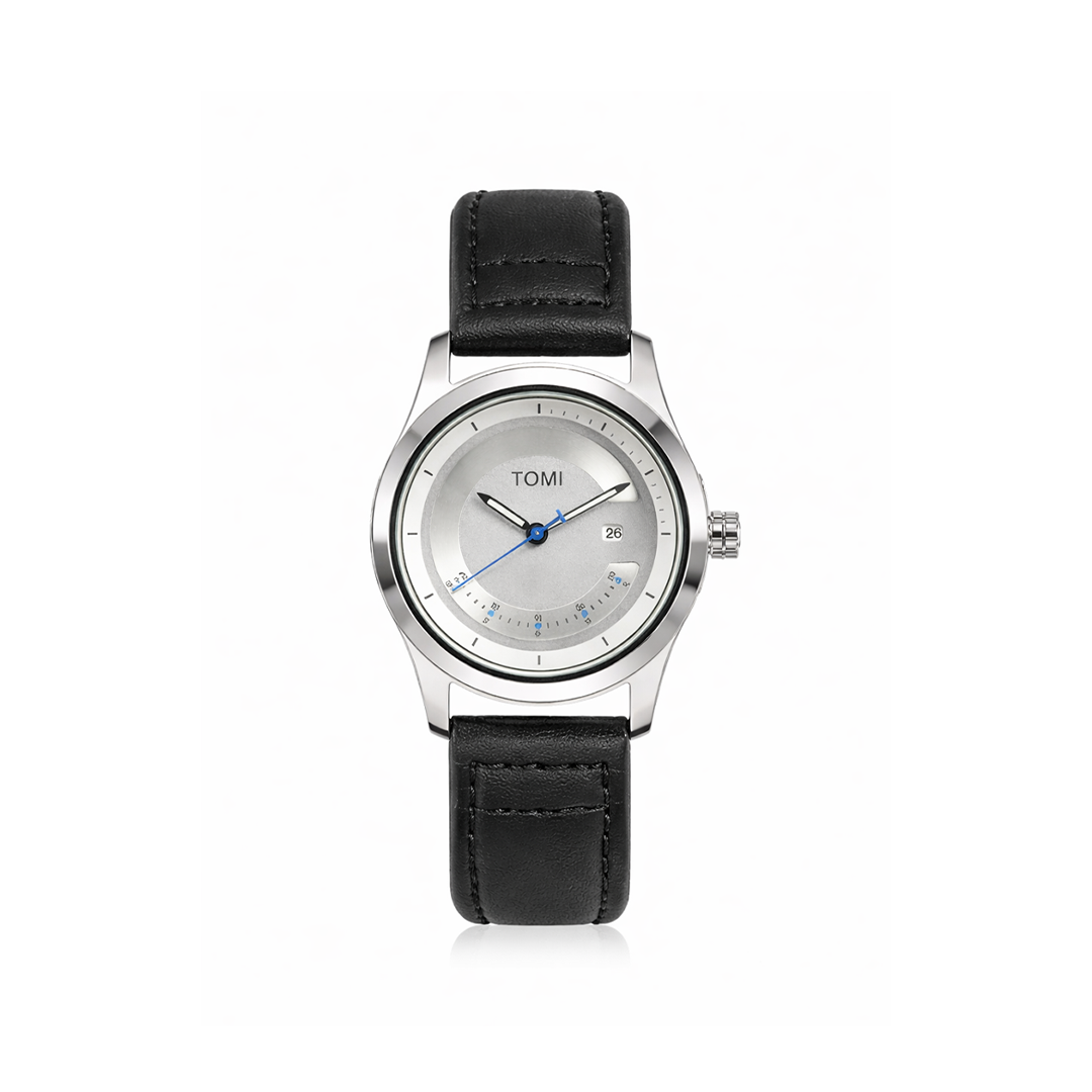 TOMI Silver Tech Edition – Minimalist Metallic Dial Watch