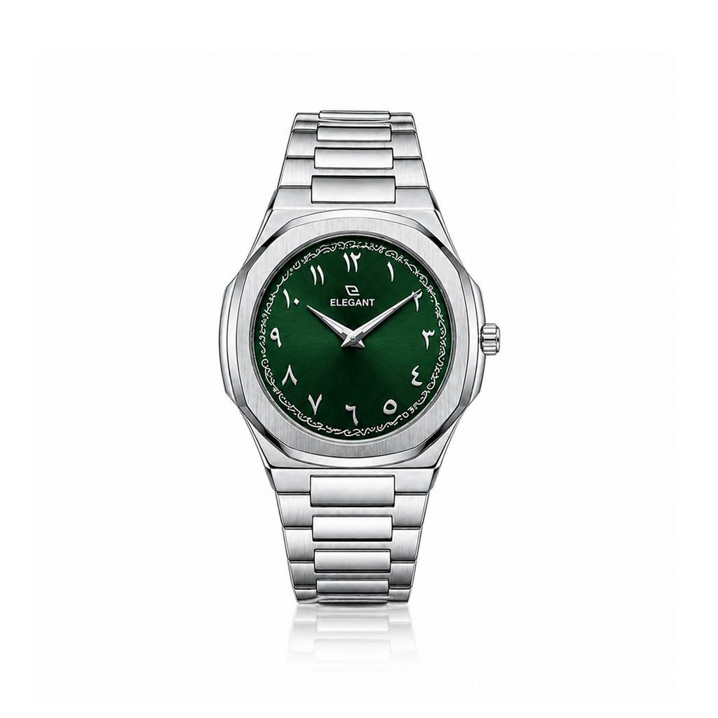 Elegant Royal Arabic Men's Watch - Emerald Green Dial