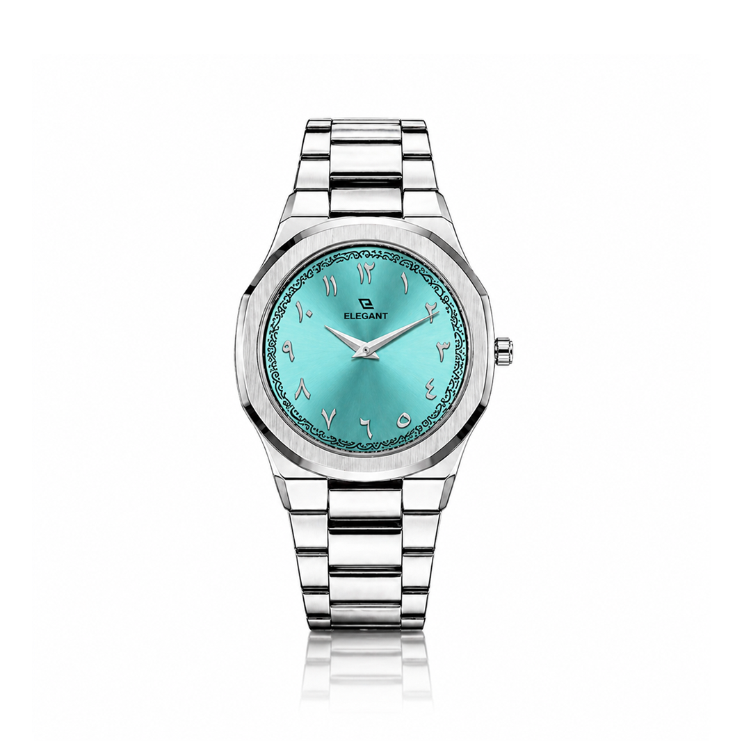 Elegant Royal Arabic Men's Watch - Aqua Blue Dial