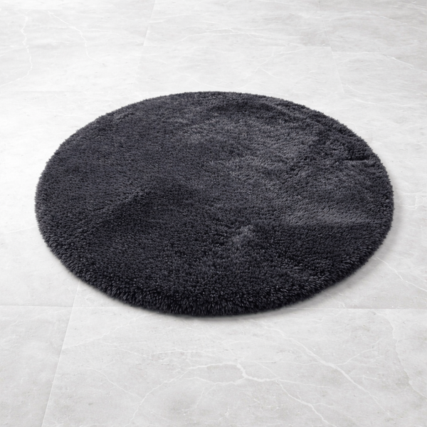 Premium Round Shaggy Rug - Decorative Soft Floor Carpet (Midnight Black)