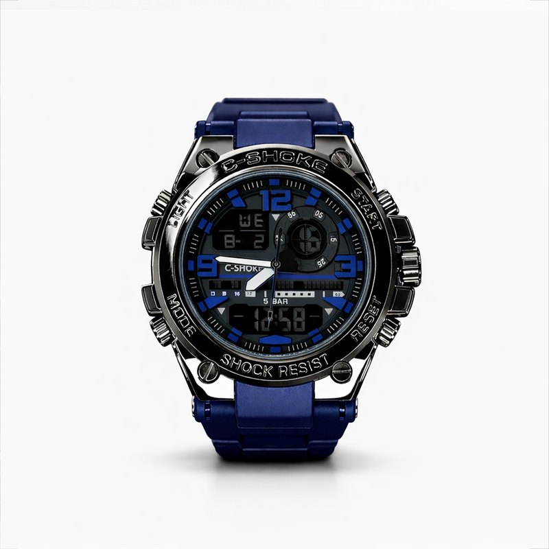 C-SHOCK Dual Display Sports Watch I Shock Resistant 5BAR Waterproof (Blue Edition)