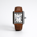 Luxury Men's Square Quartz Watch – Brown Dial Edition