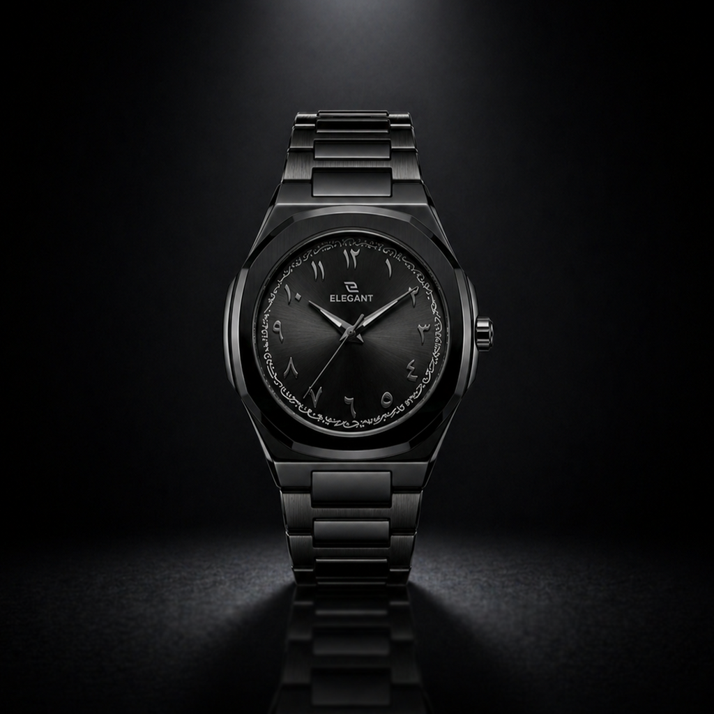 Elegant Royal Arabic Men's Watch - All Black Edition