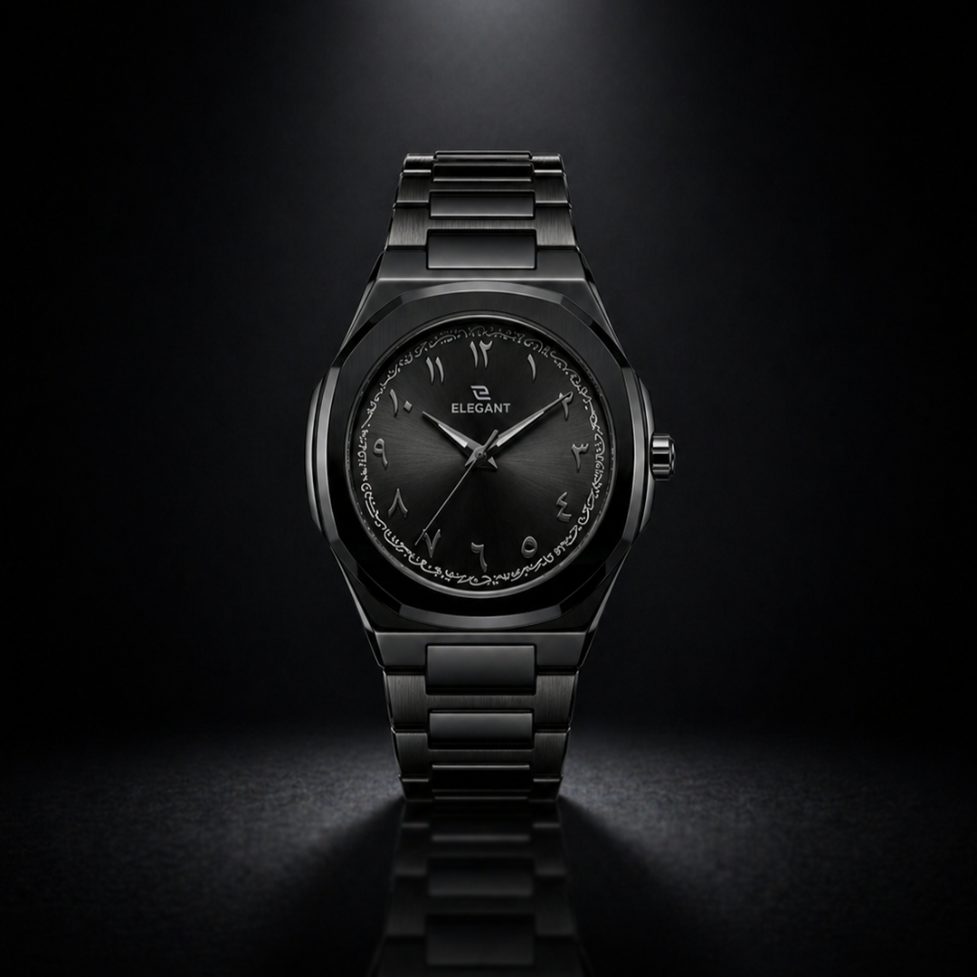 Elegant Royal Arabic Men's Watch - All Black Edition