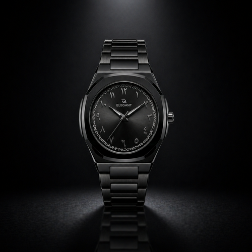 Elegant Royal Arabic Men's Watch - All Black Edition