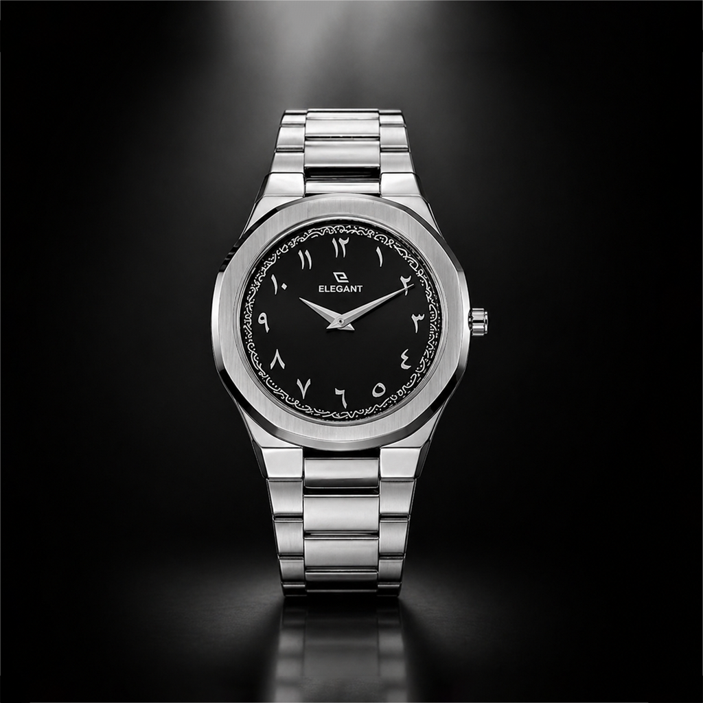 Elegant Royal Arabic Men's Watch - Black Dial