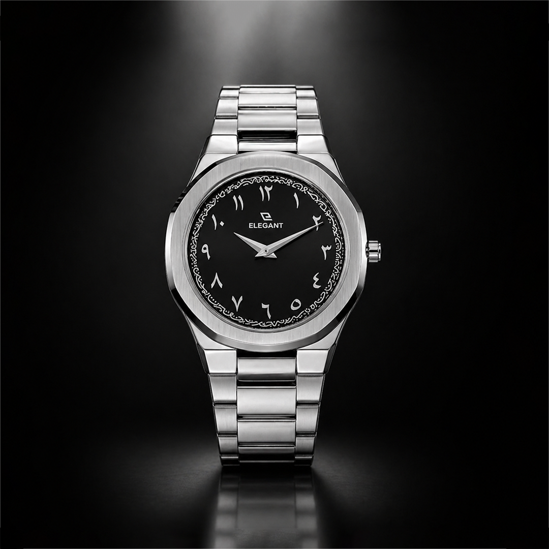 Elegant Royal Arabic Men's Watch - Black Dial