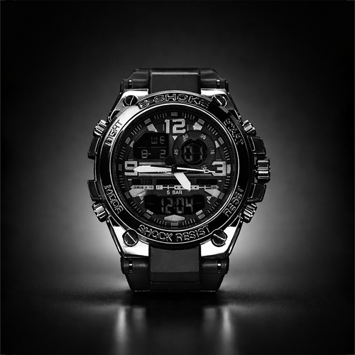 C-SHOCK Dual Display Sports Watch I Shock Resistant 5BAR Waterproof (Black Edition)