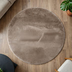 Premium Round Shaggy Rug - Decorative Soft Floor Carpet (Mushroom Grey)