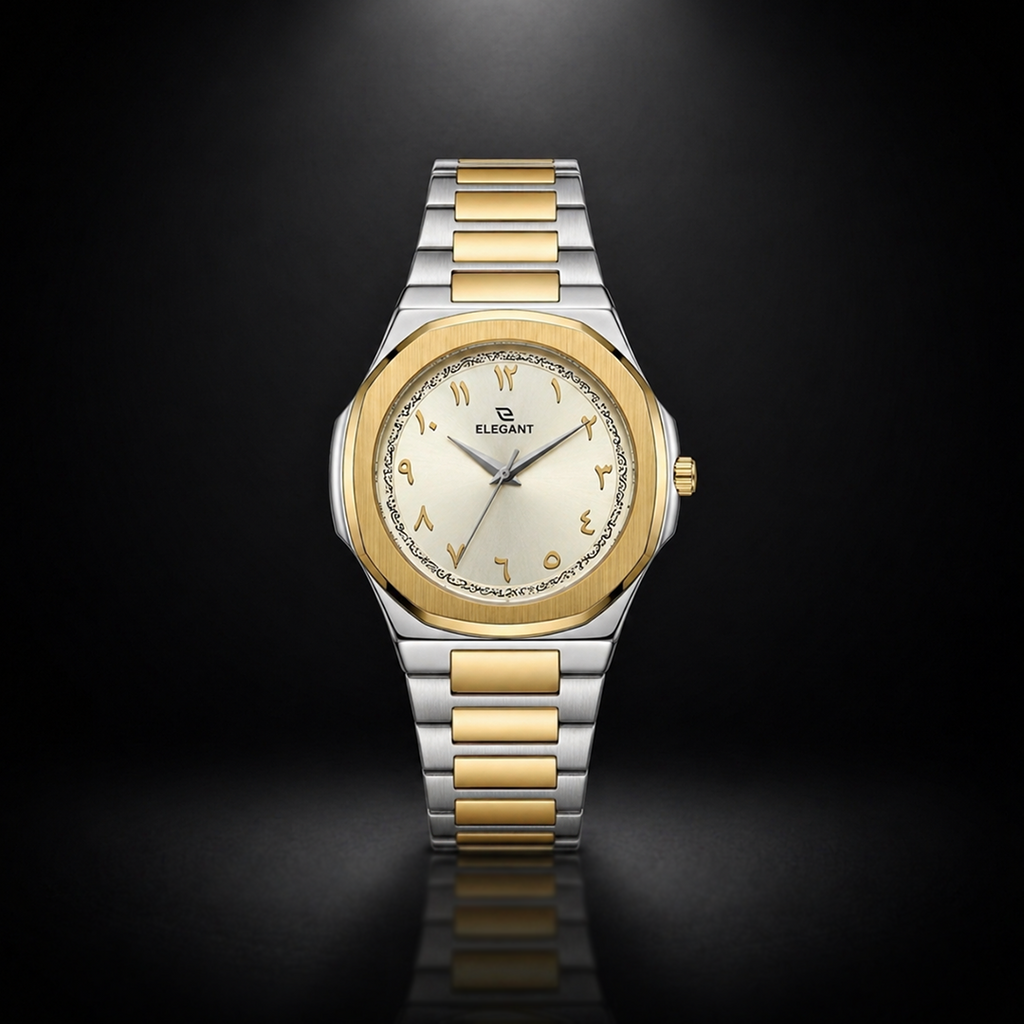 Elegant Royal Arabic Men's Watch - Champagne Gold Dial