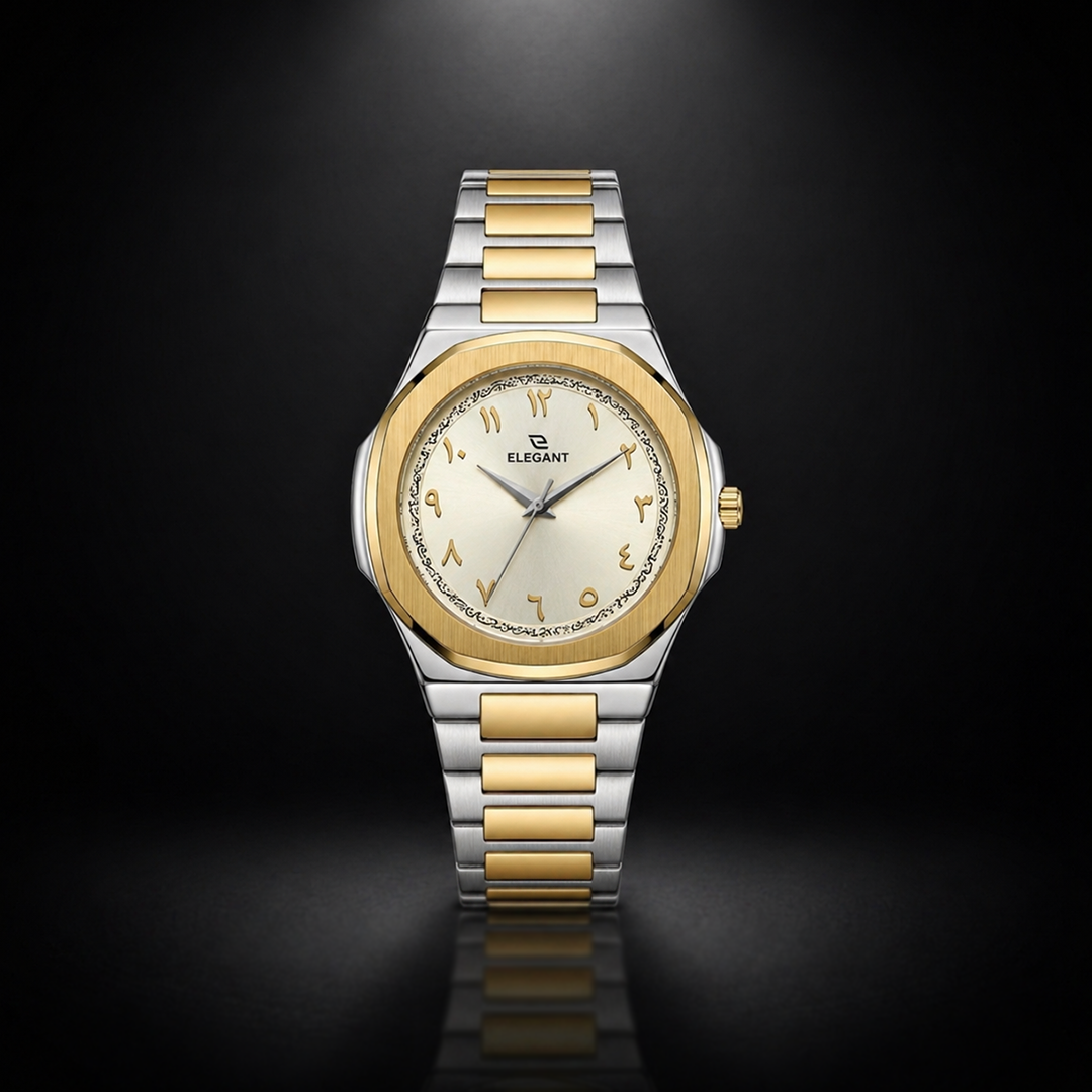 Elegant Royal Arabic Men's Watch - Champagne Gold Dial