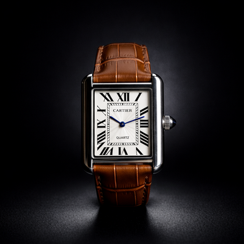 Cartier Roman – White Dial Brown Strap