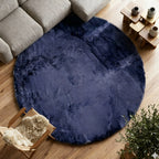 Premium Round Shaggy Rug - Decorative Soft Floor Carpet (Midnight Blue)