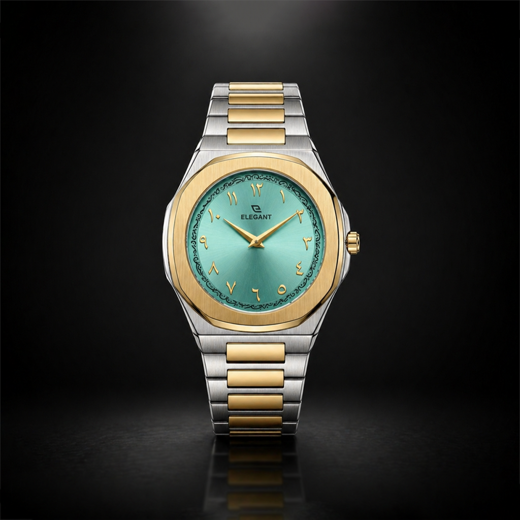 Elegant Royal Arabic Men's Watch - Aqua Blue Dial