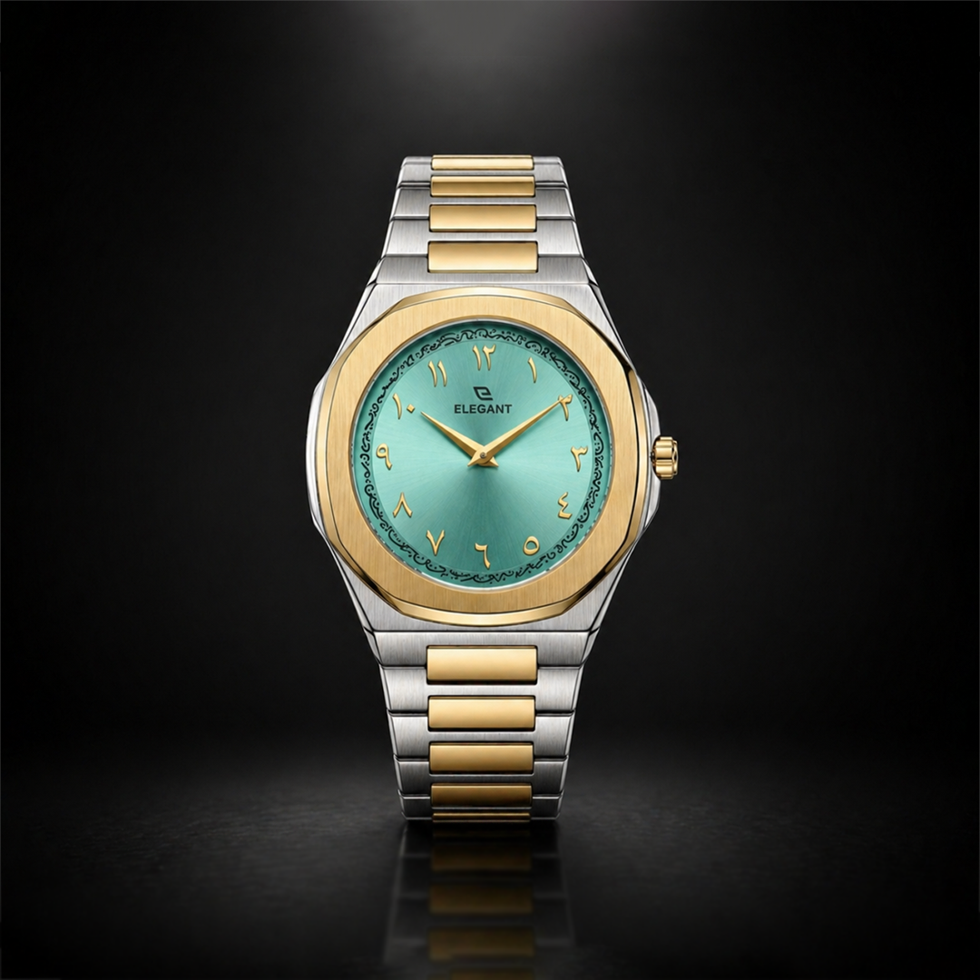 Elegant Royal Arabic Men's Watch - Aqua Blue Dial