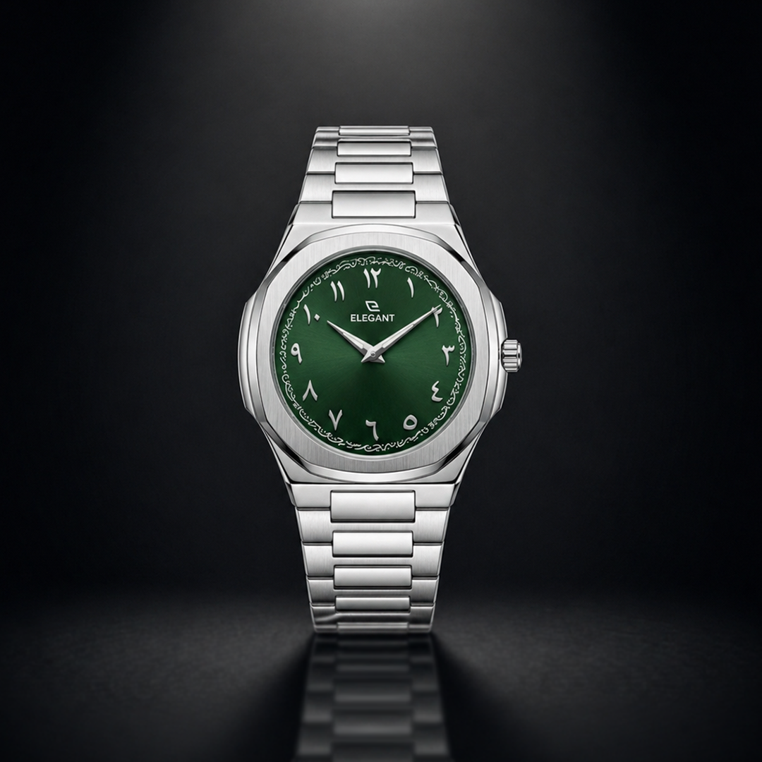 Elegant Royal Arabic Men's Watch - Emerald Green Dial