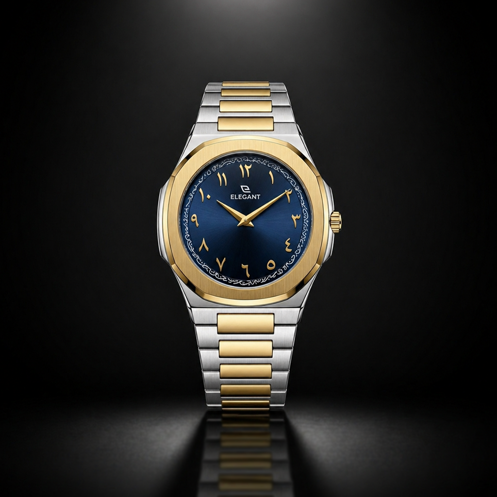 Elegant Royal Arabic Men's Watch - Navy Blue Dial