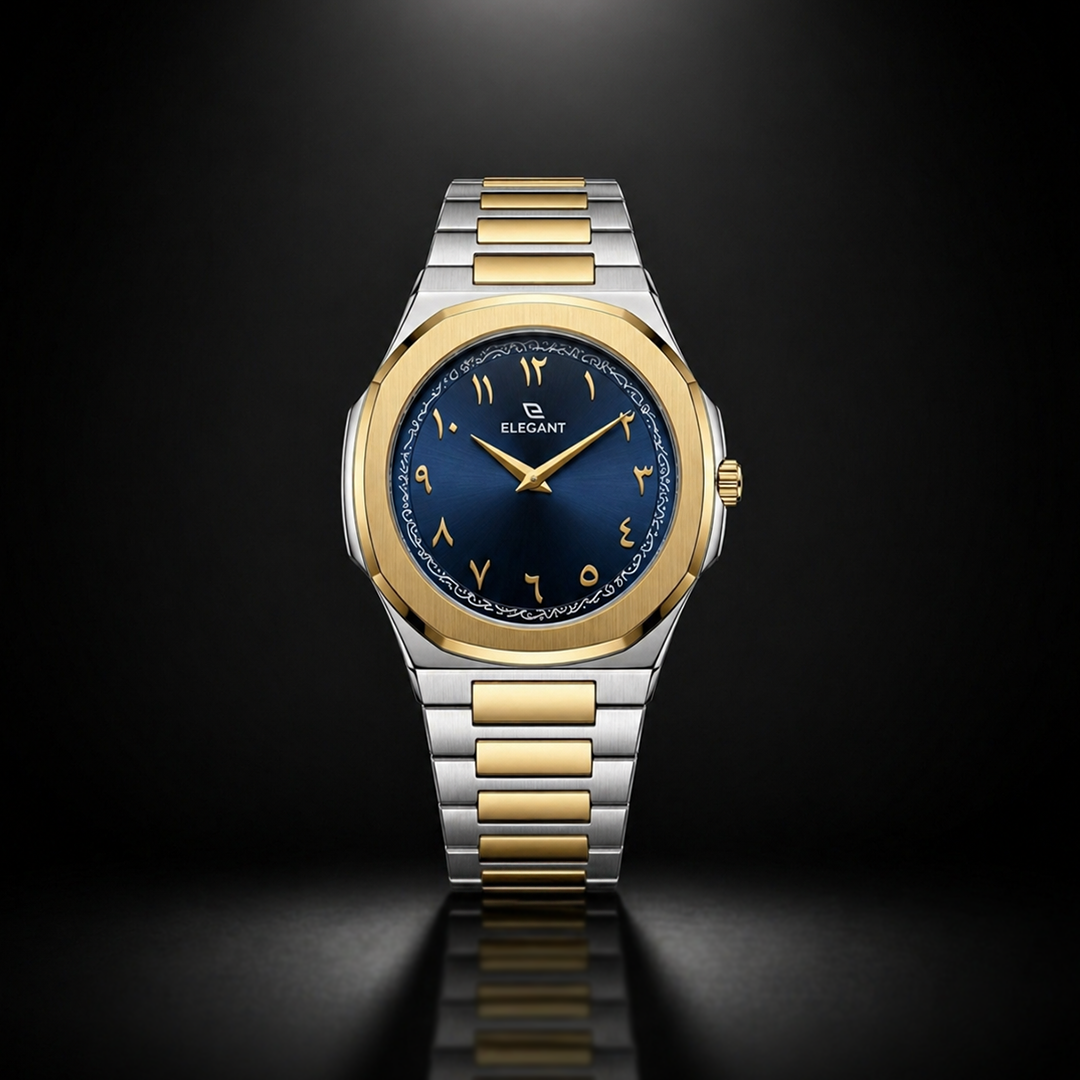 Elegant Royal Arabic Men's Watch - Navy Blue Dial