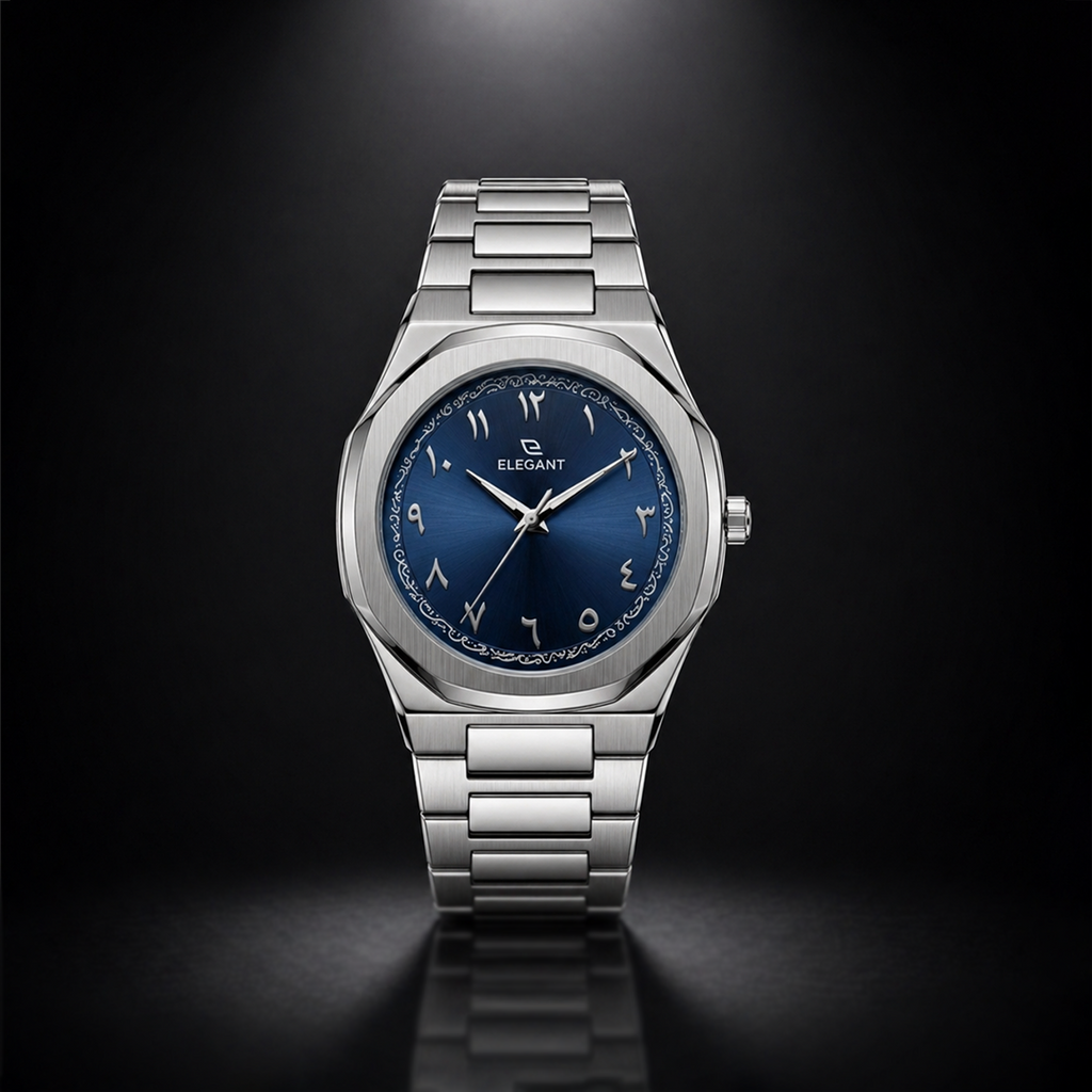 Elegant Royal Arabic Men's Watch - Navy Dial