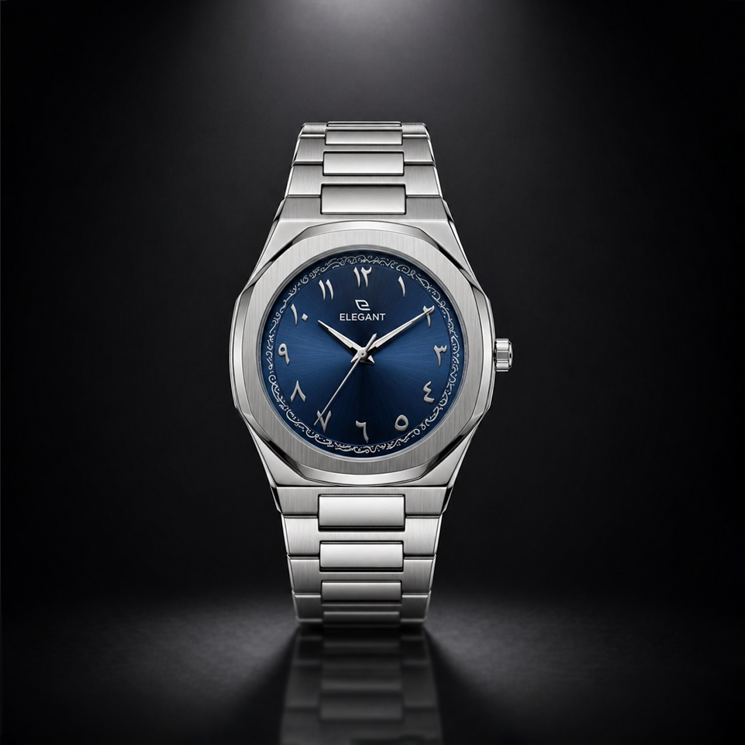 Elegant Royal Arabic Men's Watch - Navy Dial