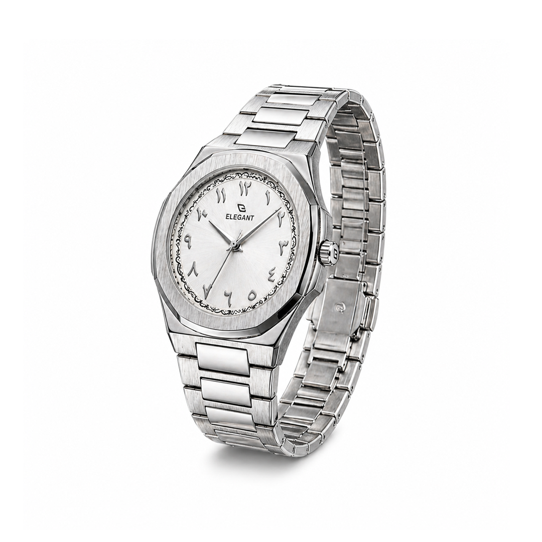 Elegant Royal Arabic Men's Watch - Pure White Dial