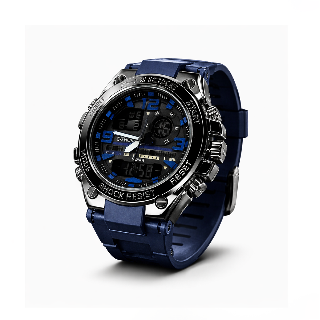 C-SHOCK Dual Display Sports Watch I Shock Resistant 5BAR Waterproof (Blue Edition)