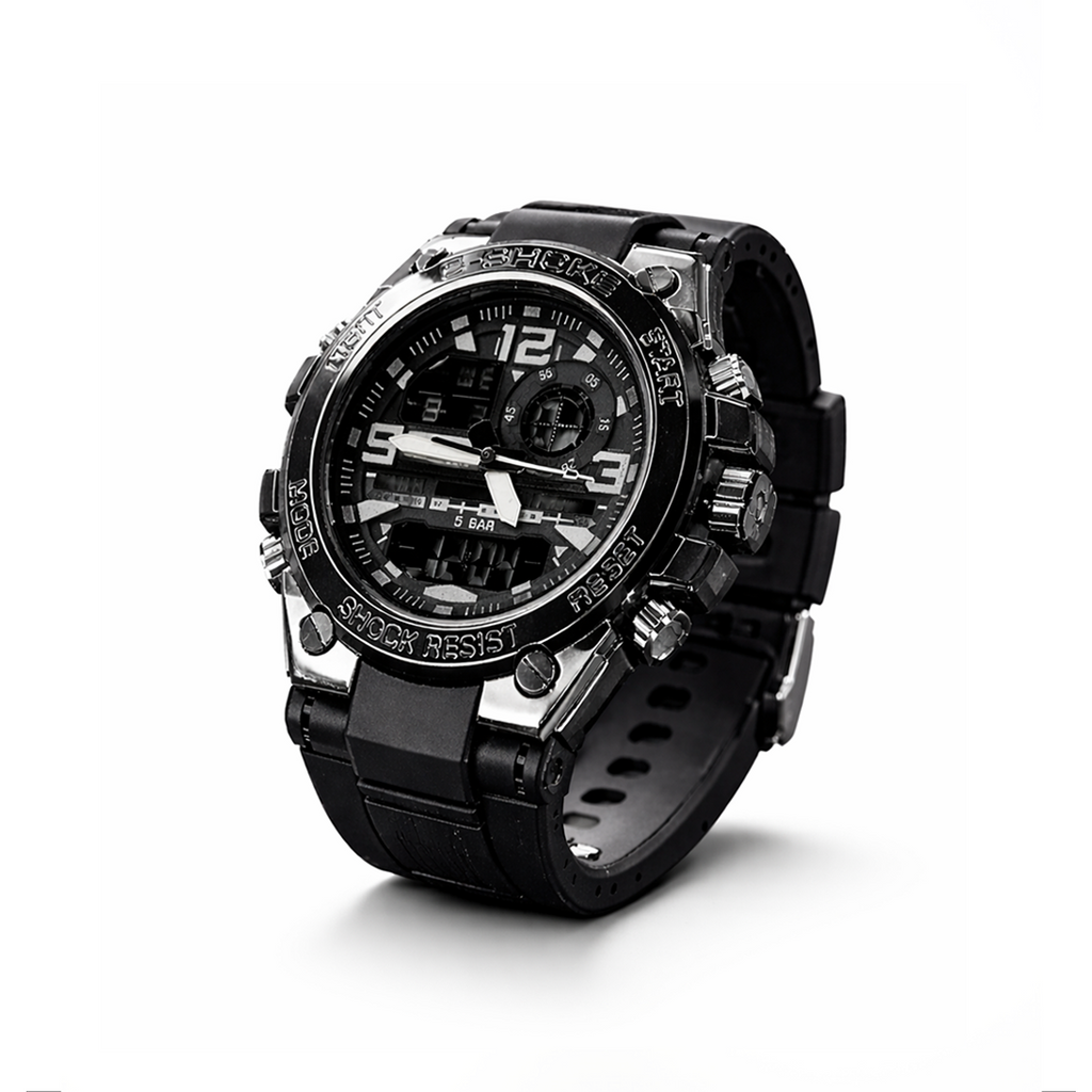 C-SHOCK Dual Display Sports Watch I Shock Resistant 5BAR Waterproof (Black Edition)
