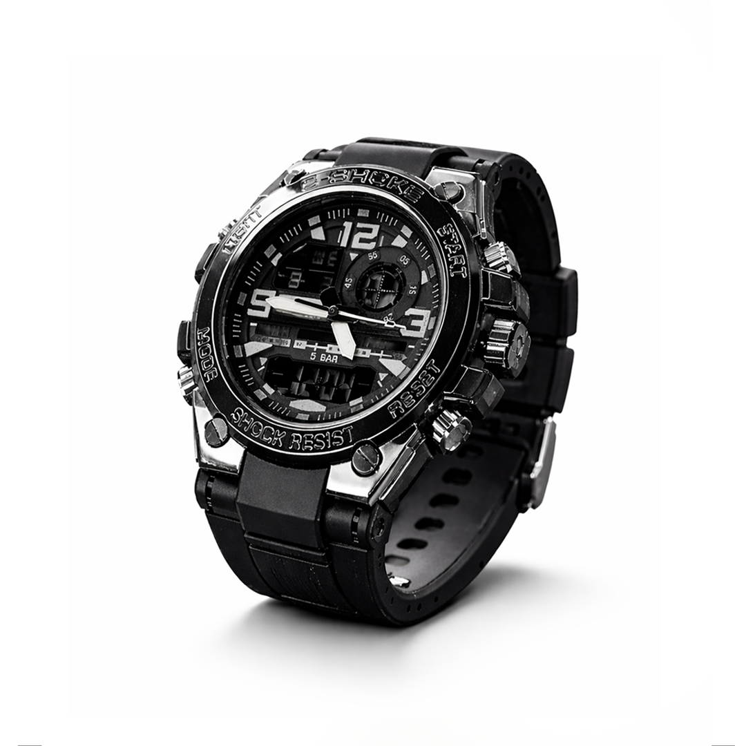 C-SHOCK Dual Display Sports Watch I Shock Resistant 5BAR Waterproof (Black Edition)
