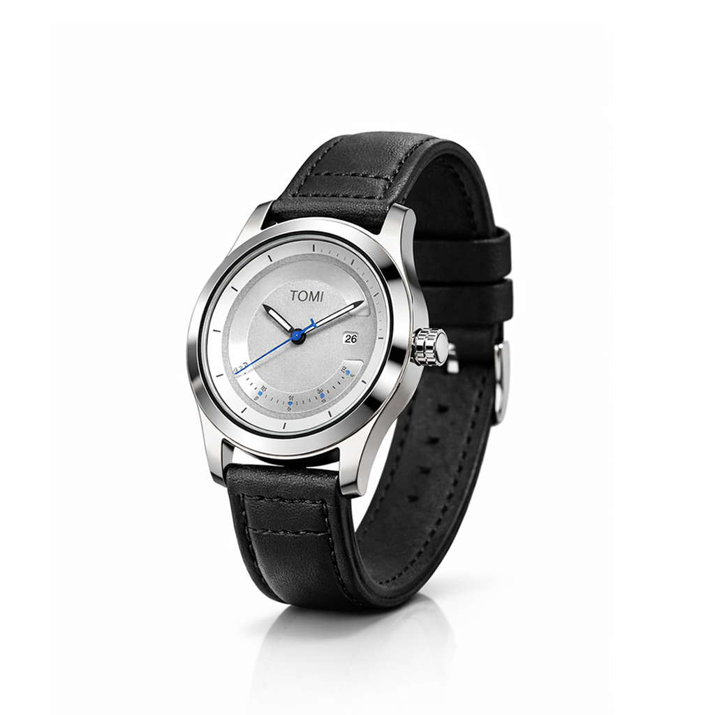 TOMI Silver Tech Edition – Minimalist Metallic Dial Watch