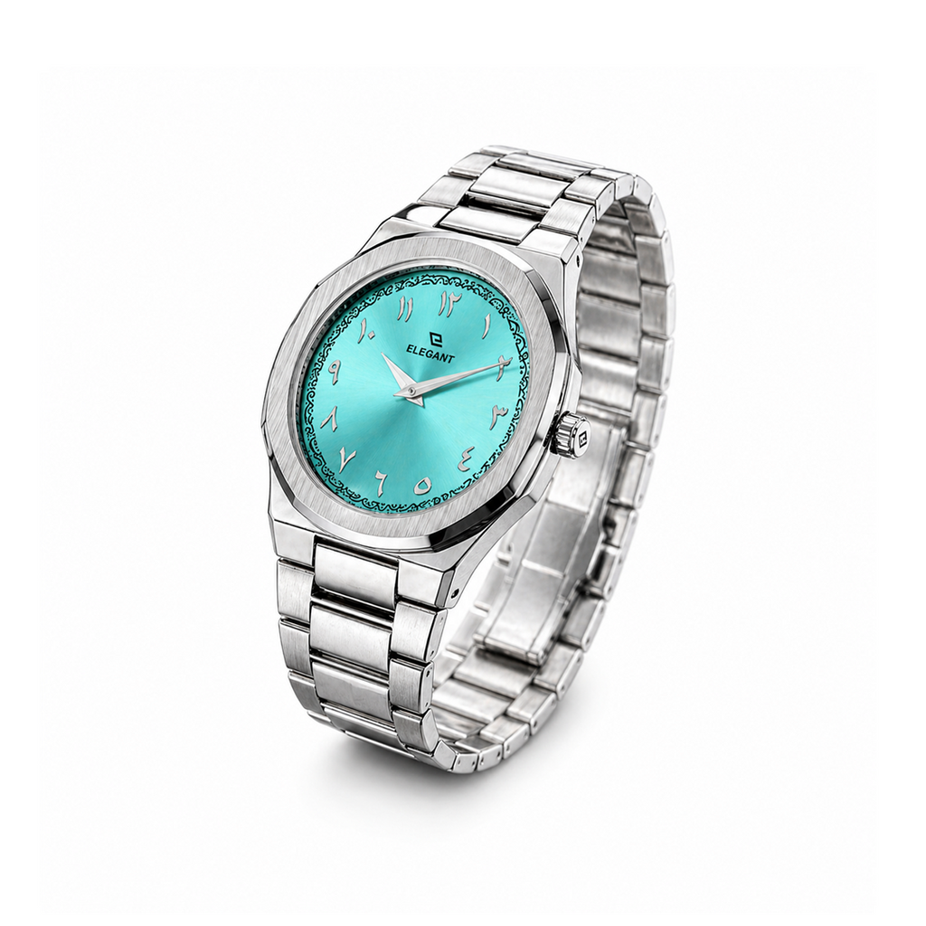 Elegant Royal Arabic Men's Watch - Aqua Blue Dial