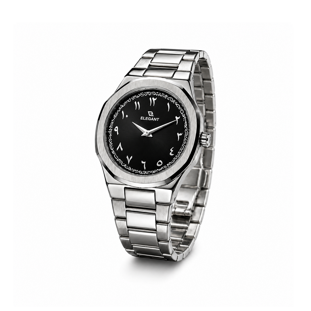 Elegant Royal Arabic Men's Watch - Black Dial