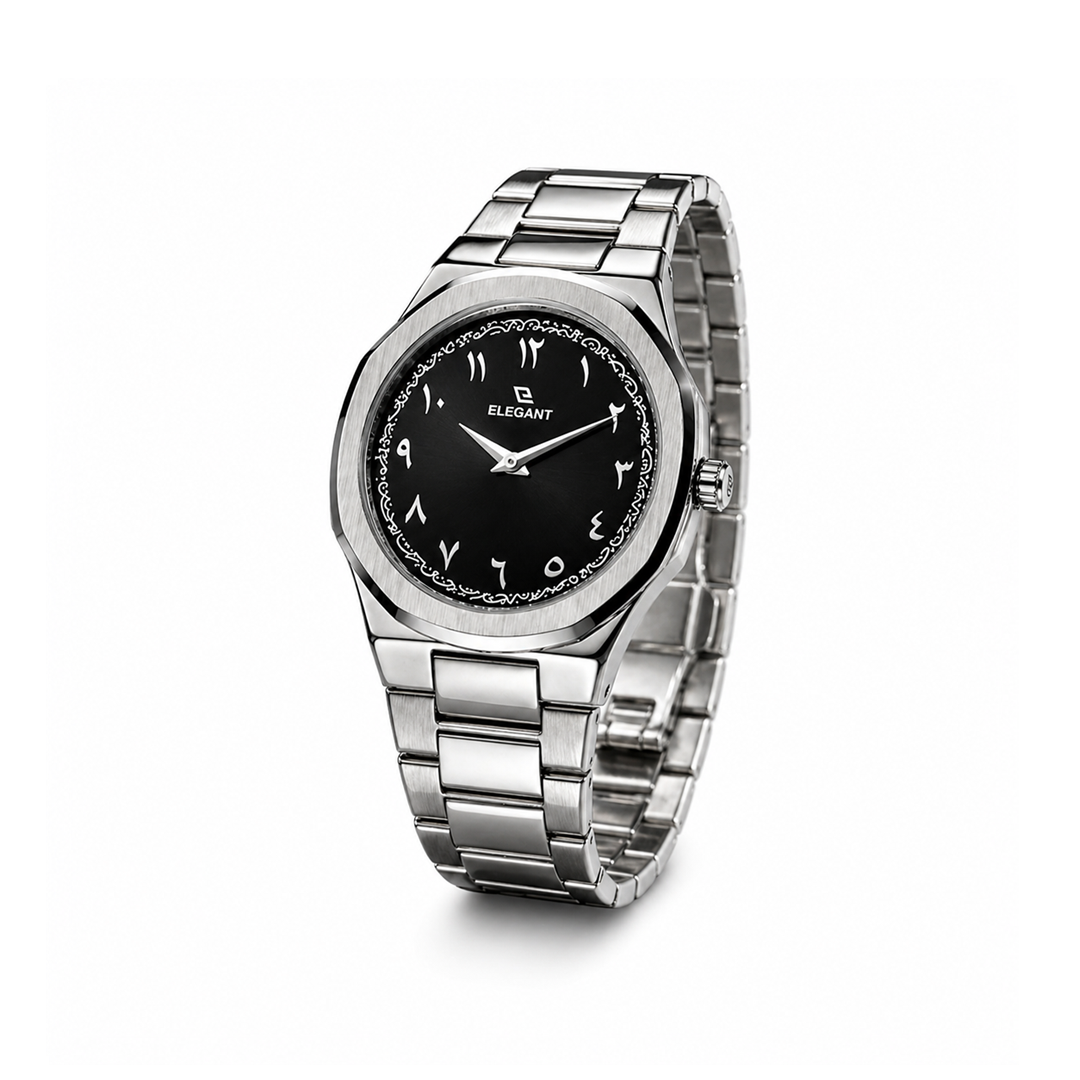Elegant Royal Arabic Men's Watch - Black Dial