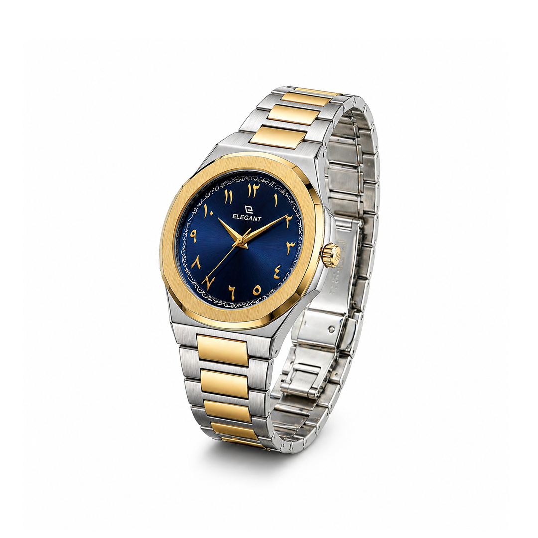 Elegant Royal Arabic Men's Watch - Navy Blue Dial