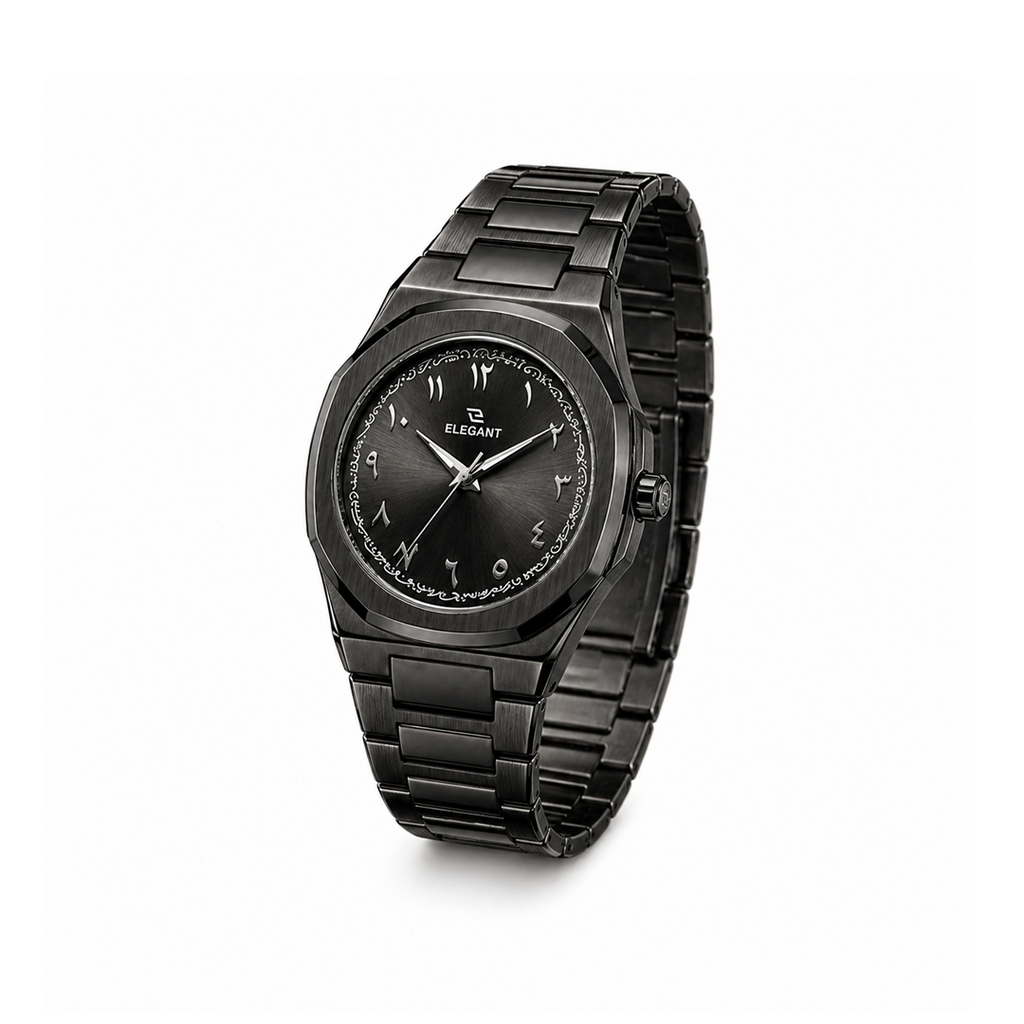 Elegant Royal Arabic Men's Watch - All Black Edition