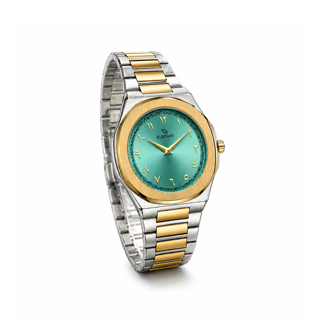 Elegant Royal Arabic Men's Watch - Aqua Blue Dial