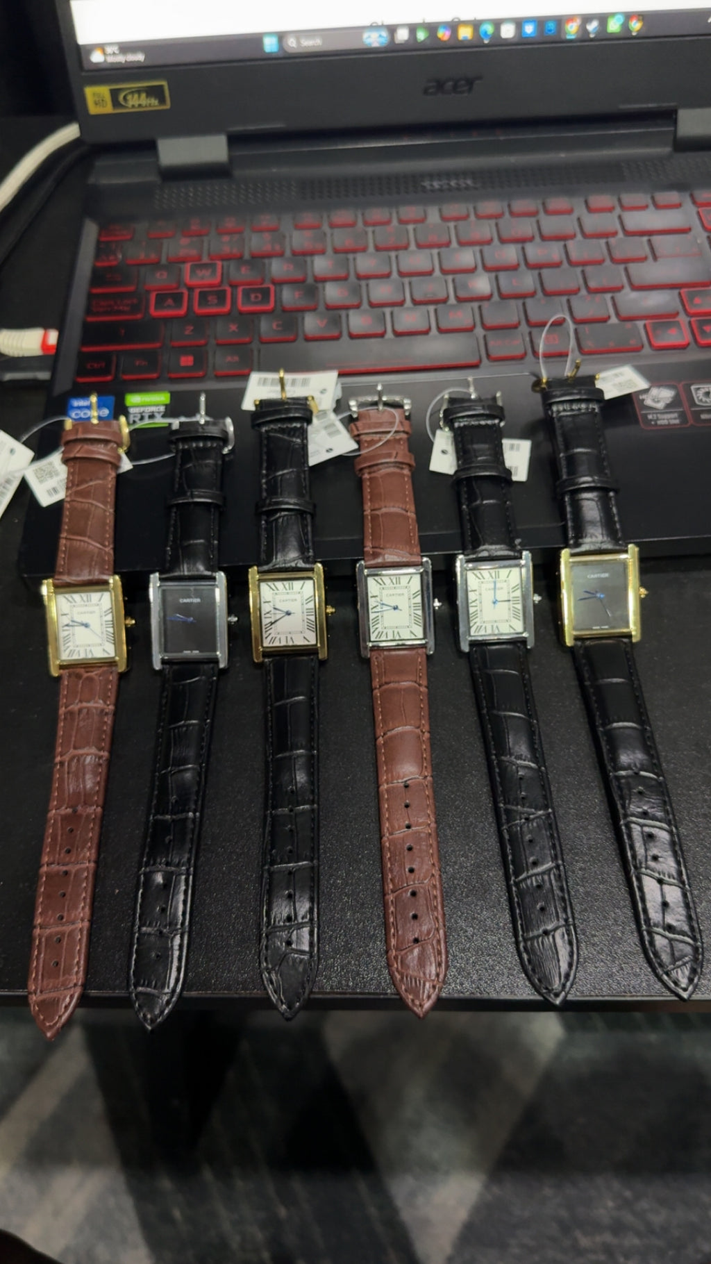 Cartier Tank Screw back Premium A grade Quality - Leather strap