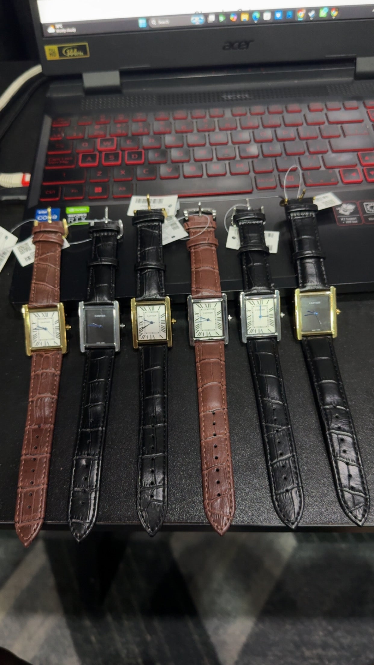 Cartier Tank Screw back Premium A grade Quality - Leather strap