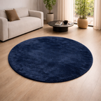 Premium Round Shaggy Rug - Decorative Soft Floor Carpet (Midnight Blue)