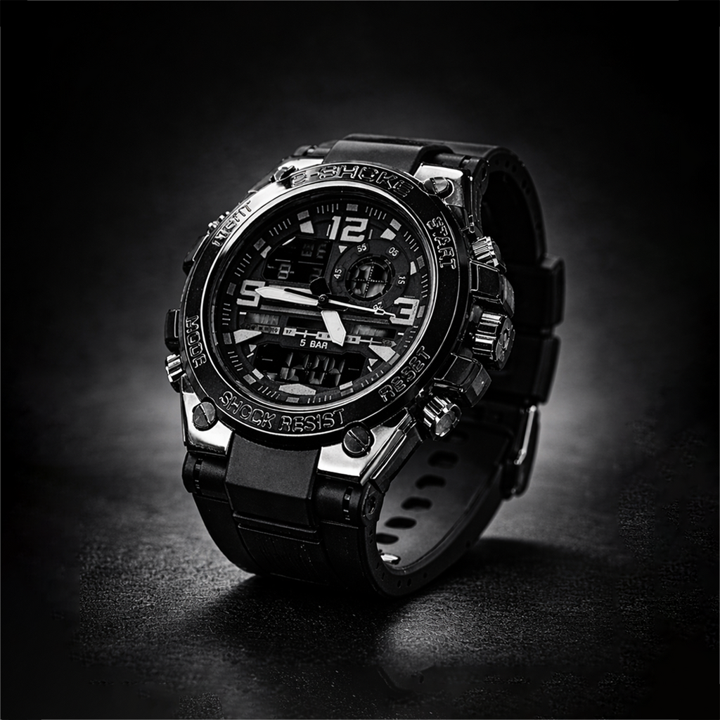C-SHOCK Dual Display Sports Watch I Shock Resistant 5BAR Waterproof (Black Edition)