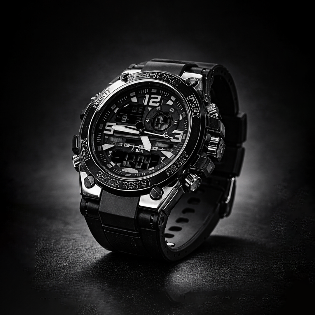C-SHOCK Dual Display Sports Watch I Shock Resistant 5BAR Waterproof (Black Edition)