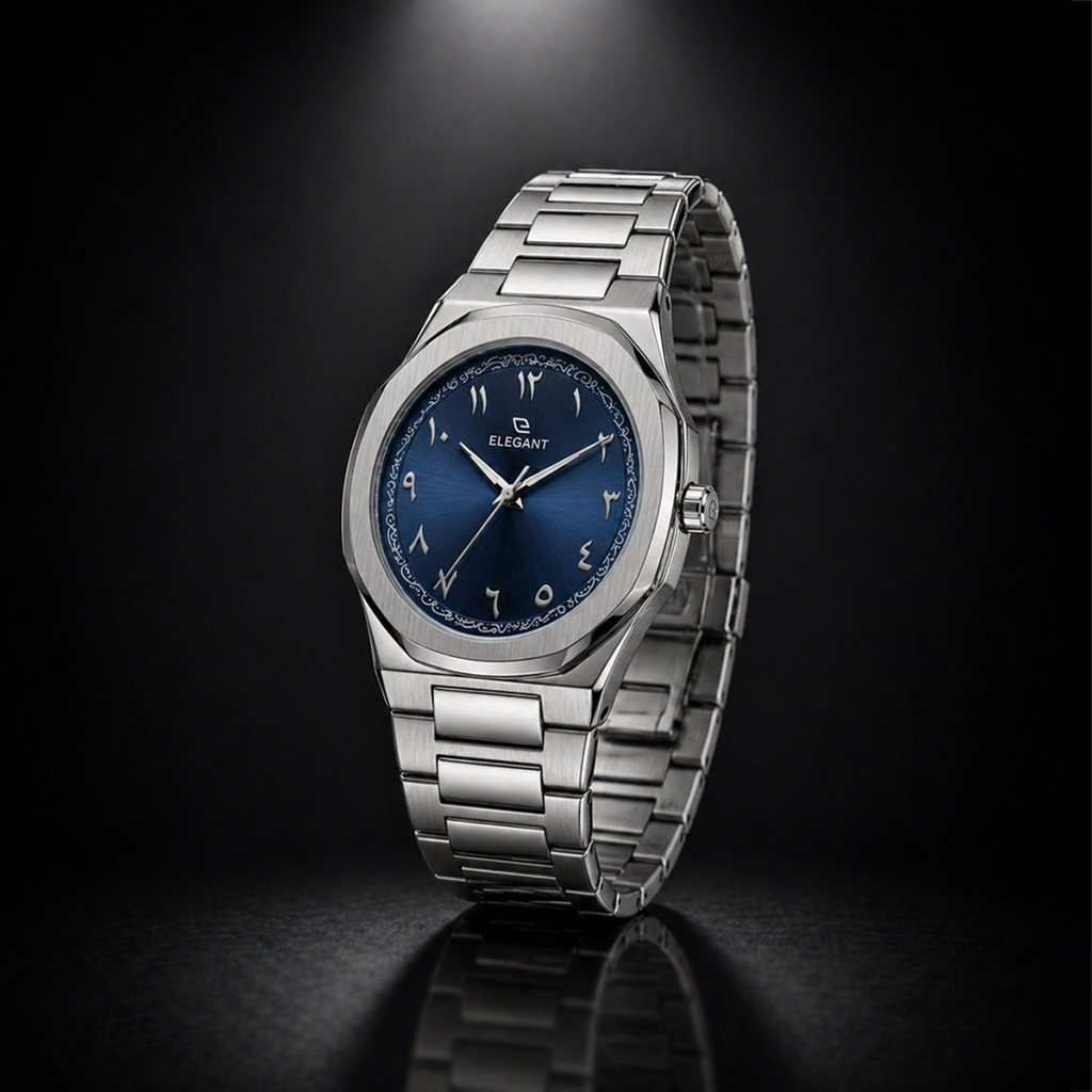 Elegant Royal Arabic Men's Watch - Navy Dial