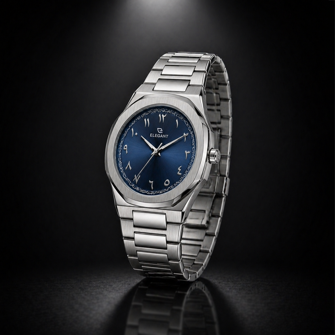 Elegant Royal Arabic Men's Watch - Navy Dial