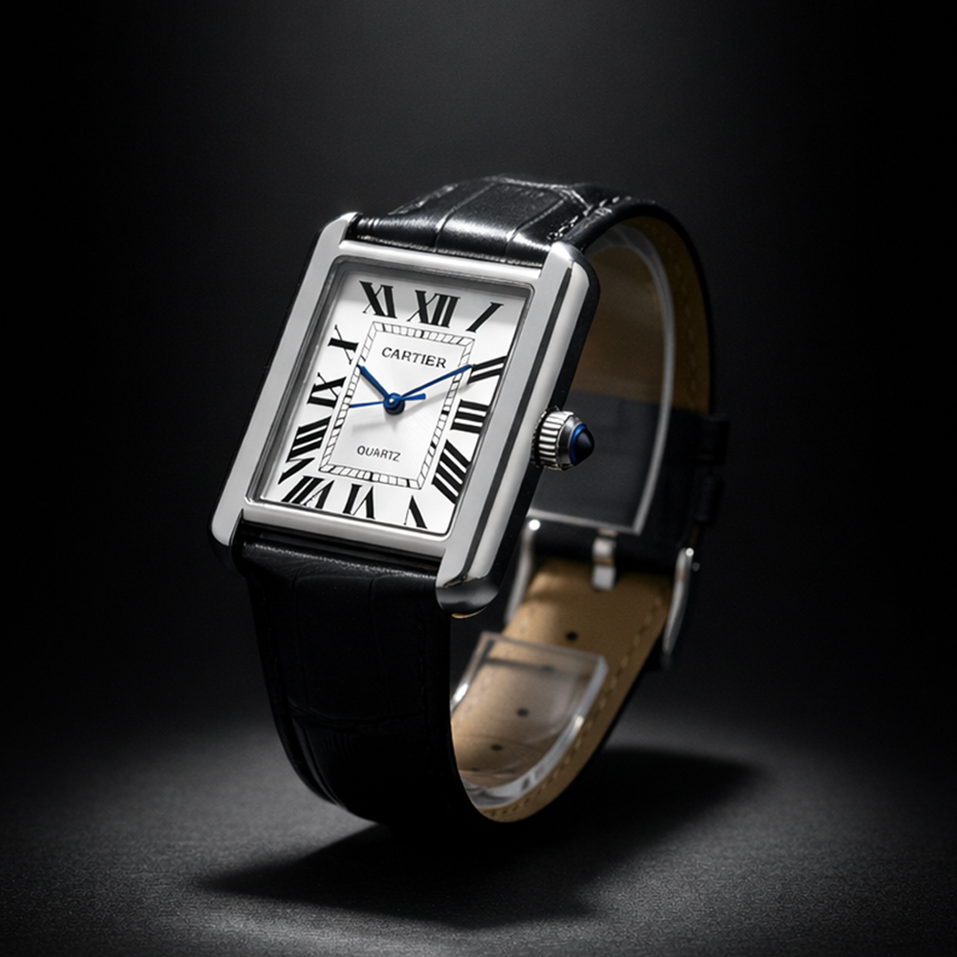 Luxury Men's Square Quartz Watch – Black Dial Edition