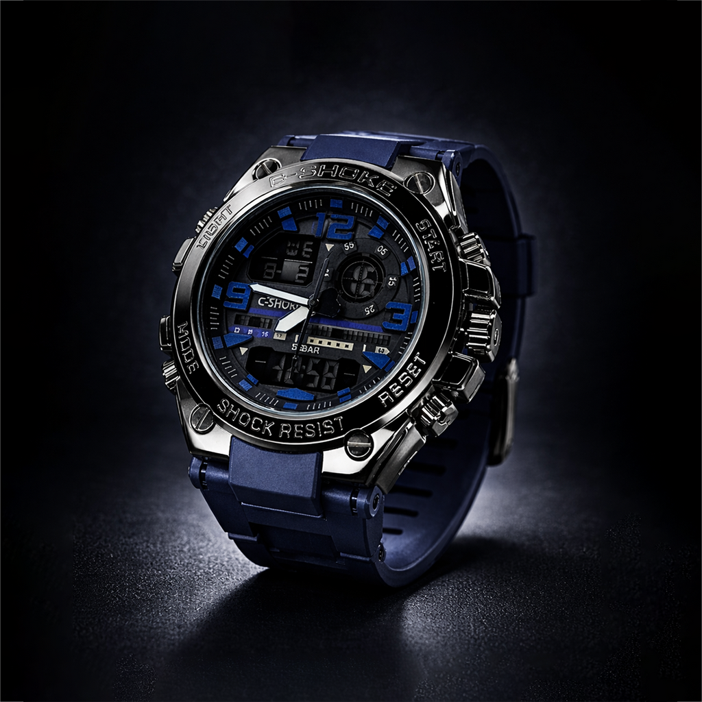 C-SHOCK Dual Display Sports Watch I Shock Resistant 5BAR Waterproof (Blue Edition)