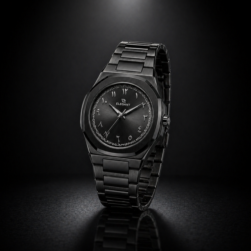 Elegant Royal Arabic Men's Watch - All Black Edition
