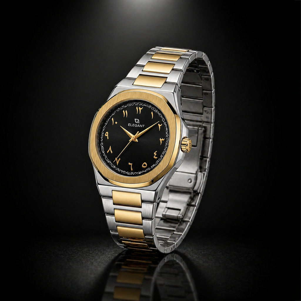 Elegant Royal Arabic Men's Watch - Black Dial