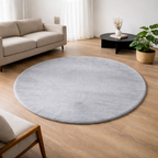 Premium Round Shaggy Rug - Decorative Soft Floor Carpet (Grey)